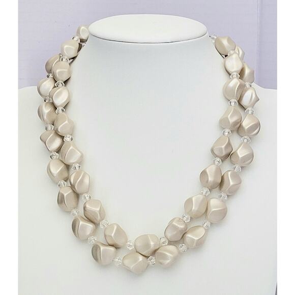 Vintage Beaded Pearl Collar Necklace Germany Double Strand Beautiful! - Picture 6 of 6